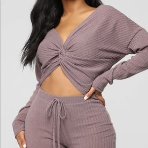 Mauve wrap sweater set